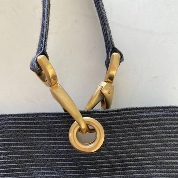 Eric Javits Squishee Clip Straw Tote Shoulder Bag Black EUC Great Yearround Bag - Picture 5 of 7